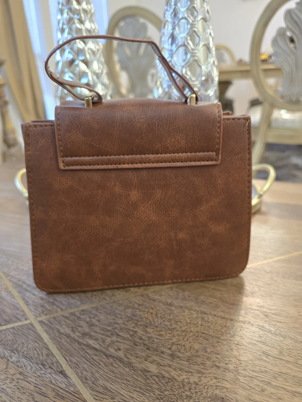 JINGPINPIJU Brown Top-Handle Satchel Bag
